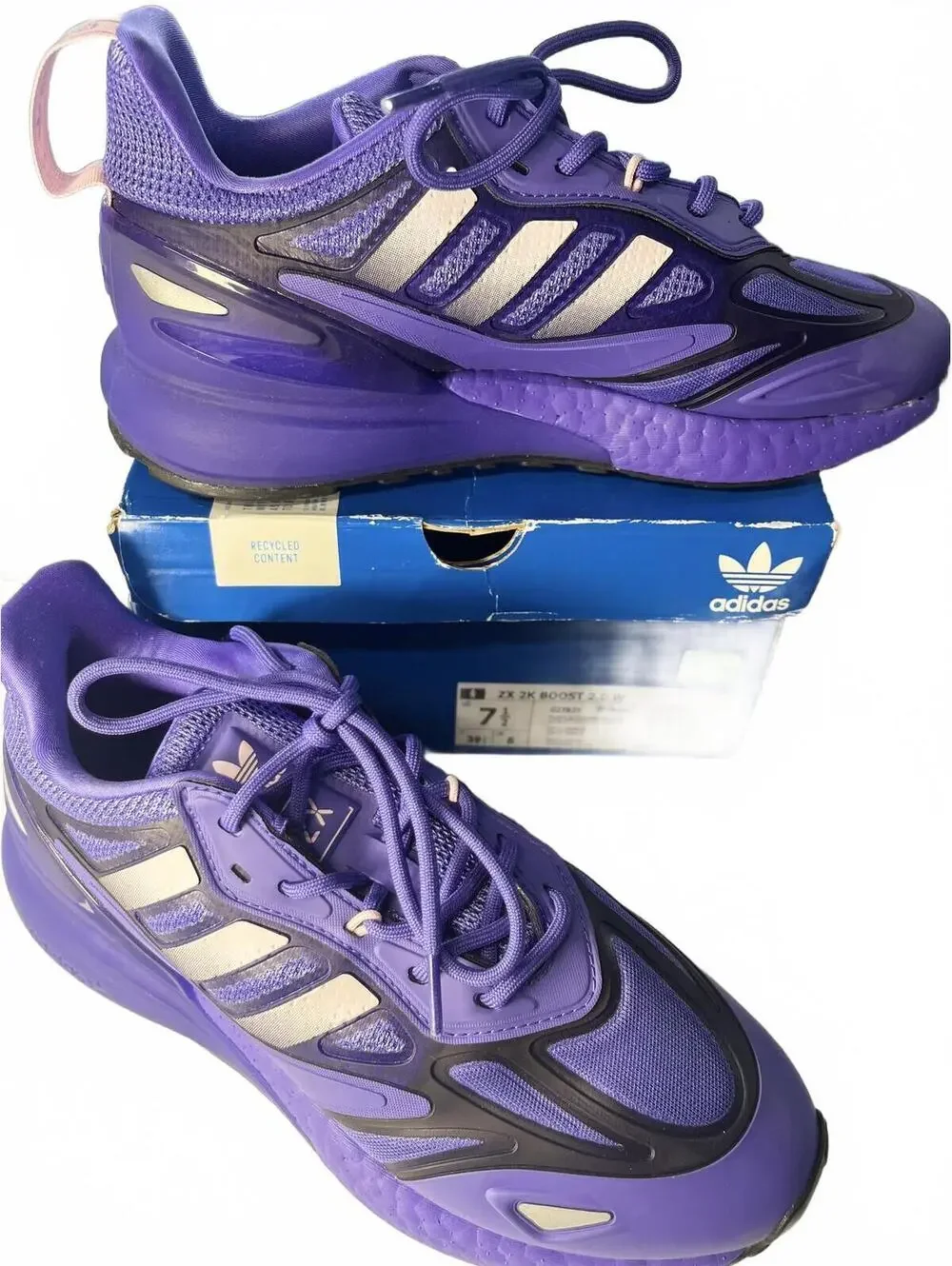 adidas 7.5 Running Shoes ZX 2K Boost 2.0 W Purple Women's US Size 7.5 Excellent